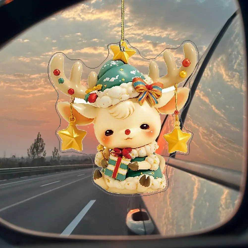 Reindeer Santa Claus Pendant Christmas Car Hanger Festive Christmas Car Mirror Hanging Ornaments Santa Reindeer for Home