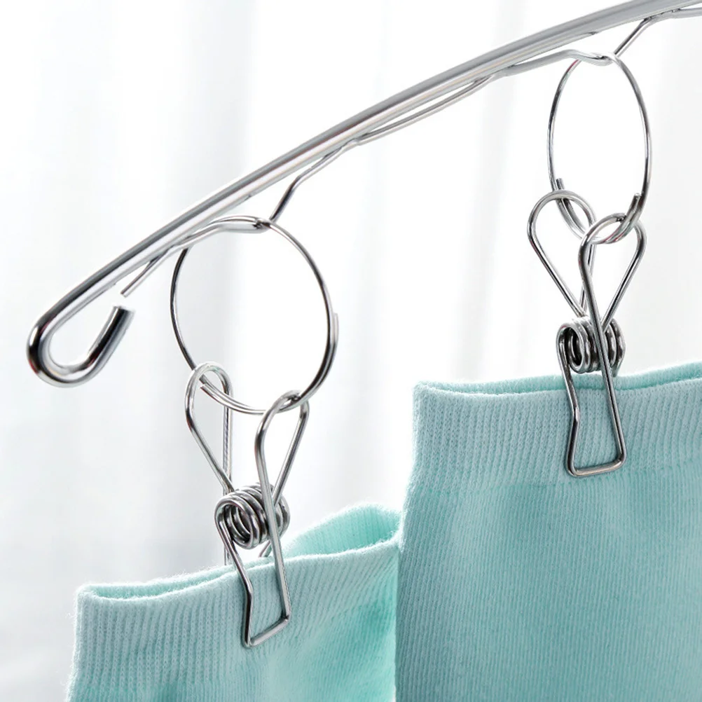 

2Pcs Stainless Steel Drying Hanger 10 Clips Clothes Rack for Socks Underwear Bras Space Saving Indoor Outdoor Laundry Hanger