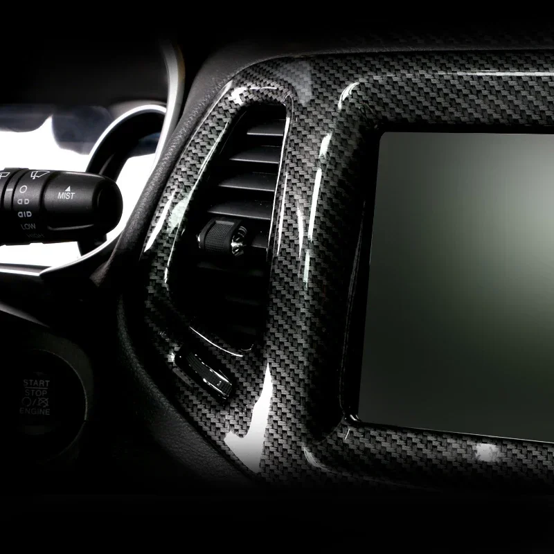 For Jeep Compass 2th 2017 2018 2019 2020 Carbon Car Navigation Map GPS Display Trims Frame Screen Cover Decorate Accessories view 5
