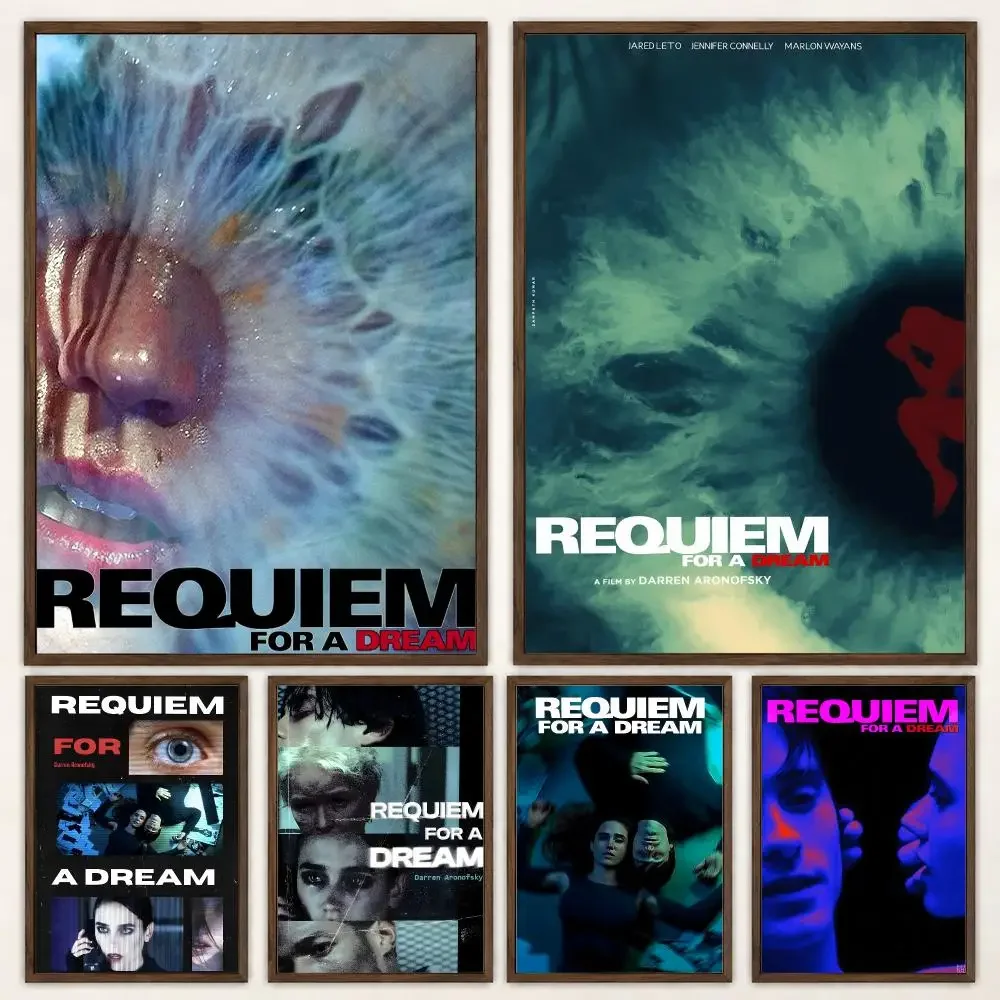 Psychological Drama Movie Requiem for a Dream Poster Self‑Adhesive Waterproof Poster Sticker Wall Art Home Decor