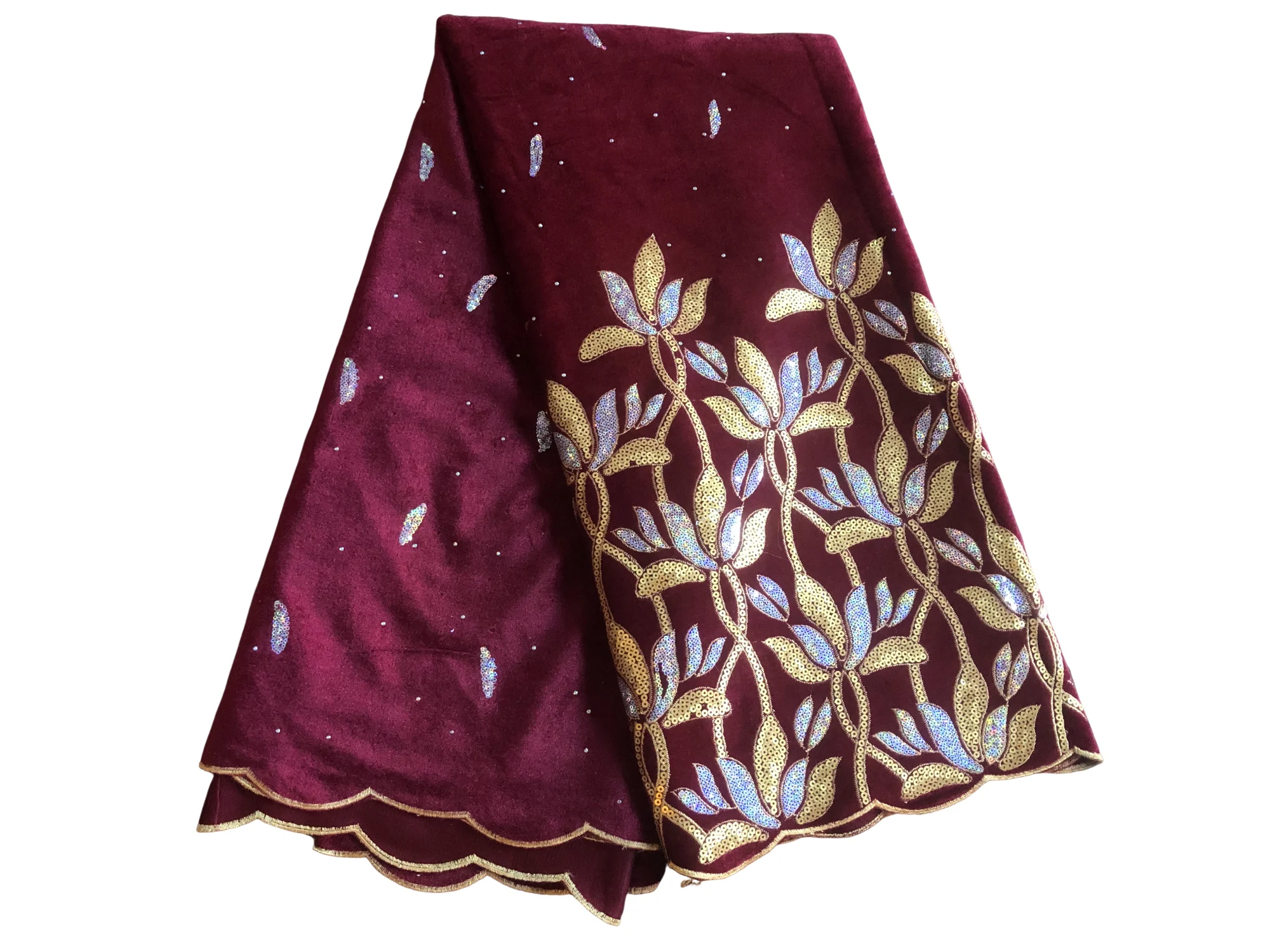 

Hot Sale African Velvet Lace Fabric With Sequins Stones Embroidery Floral Pattern French Mesh Tulle Lace For Evening Dress Cloth