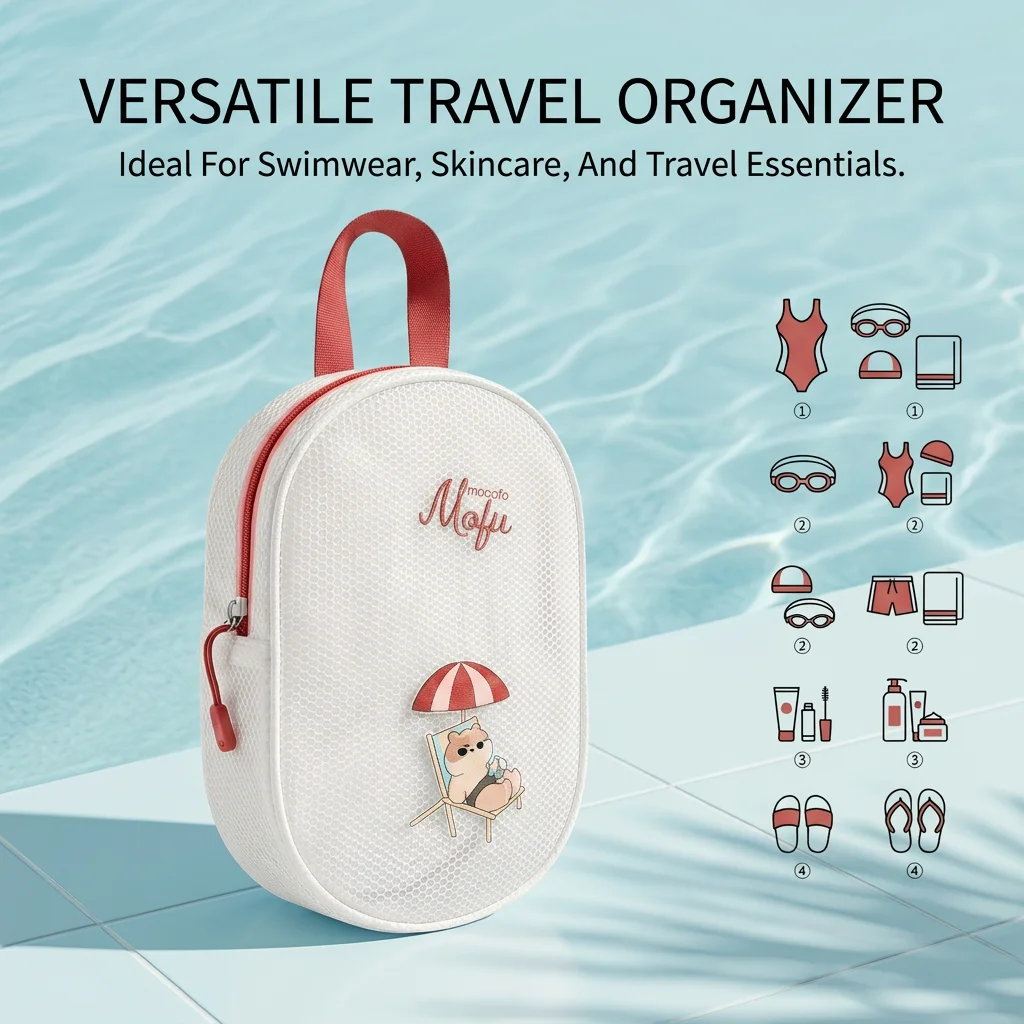 Waterproof Swimming Organizer Bag Multi Layer Design Large Capacity Portable Storage for Pool Gym Camping Family Use