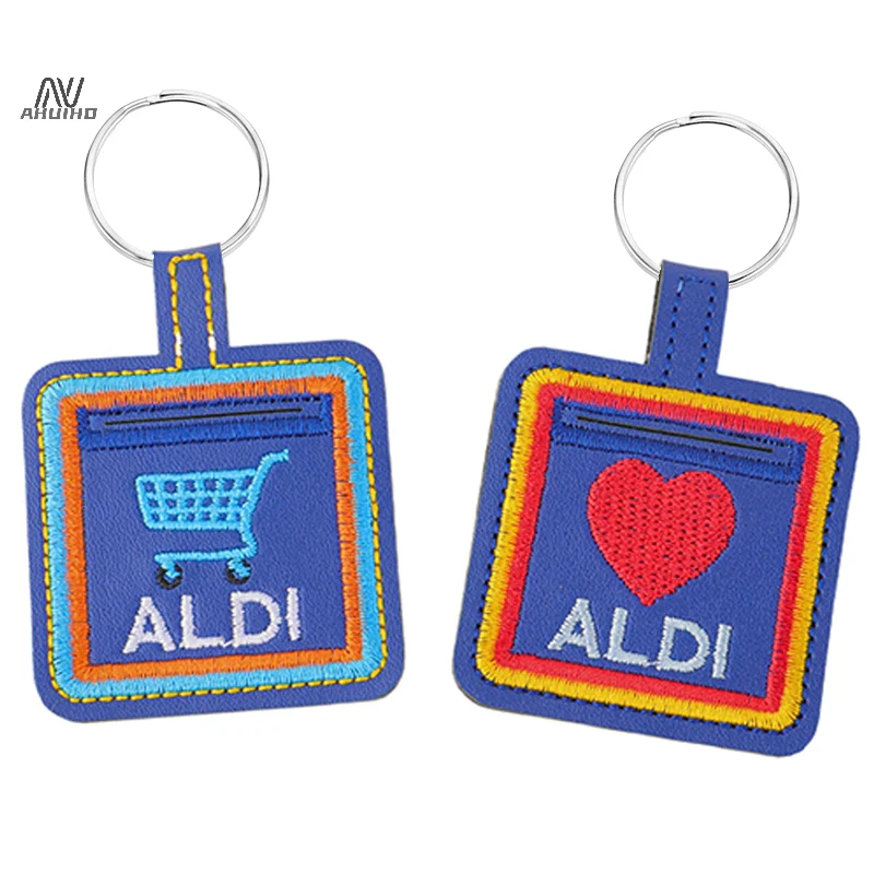 Shopping cart Aldi quarter holder keychain Quarter keeper individually Handmadein  Embroidered Aldi and cart Hold