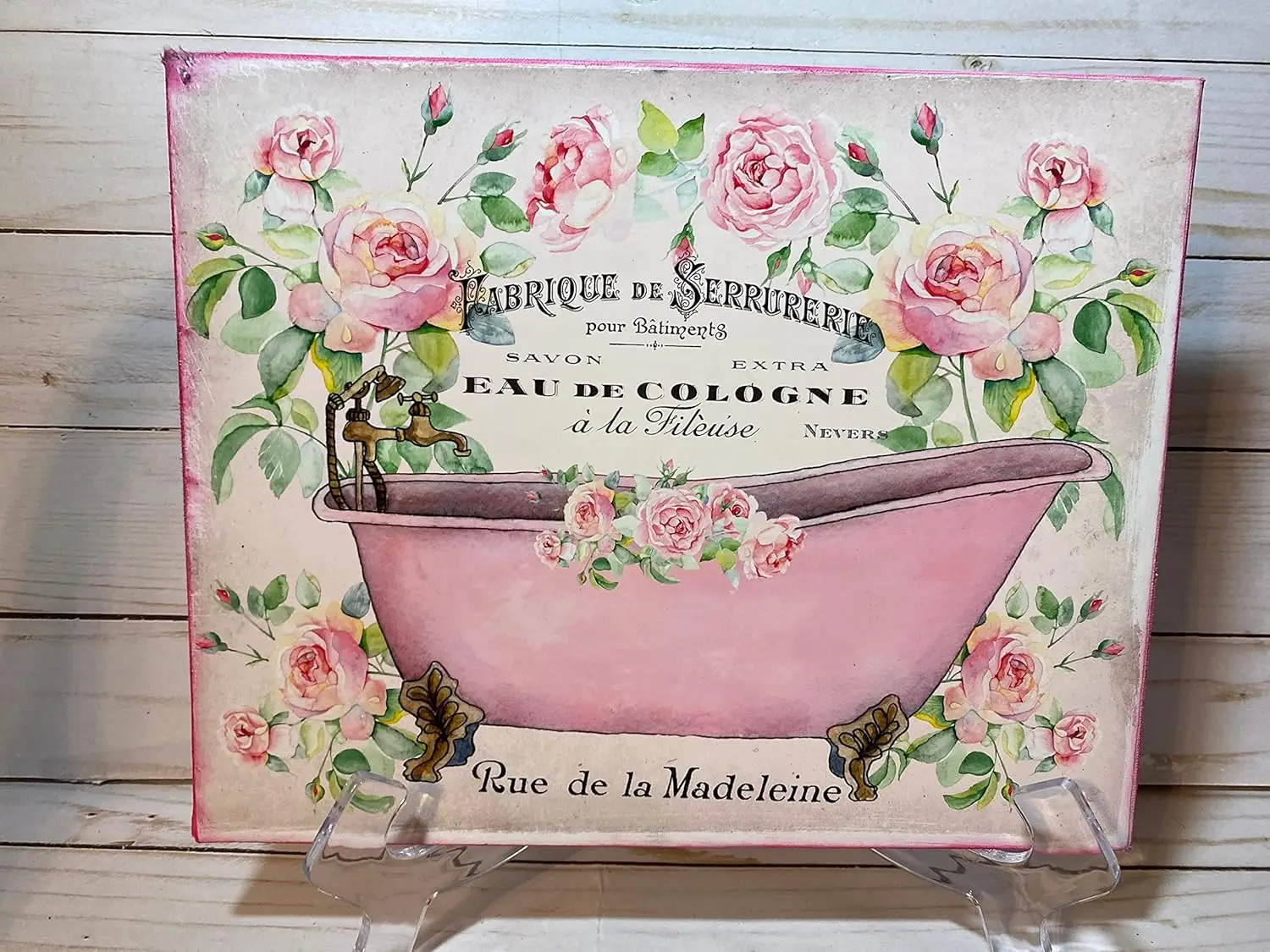 1pcs SaNavie Vintage Shabby Chic Bathroom Decor, Vintage French Cottage Decor Garden Restaurant Cafe Home Wall Decor Art Tin Sig