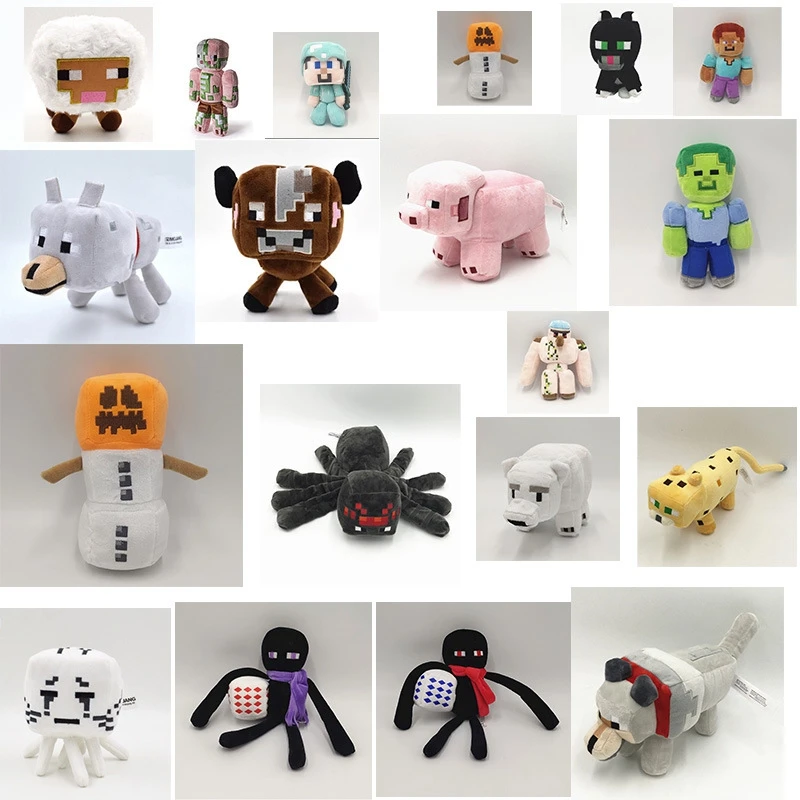 Plush Toys Doll Creeper Steve Zombie Bat Squid Mooshroom Enderman Ocelot Pig Baby Sheep Spider Minecrafte Kid Birthday Gift Toy