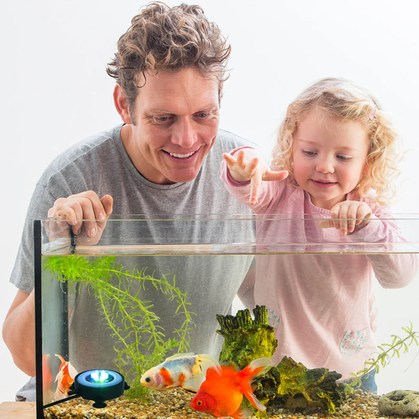 

Aquarium Light Led Fish Tank Lamp Round Bubble Light For Photosynthesis 6 Beads 3 Suction Cups Blue Uk Plug