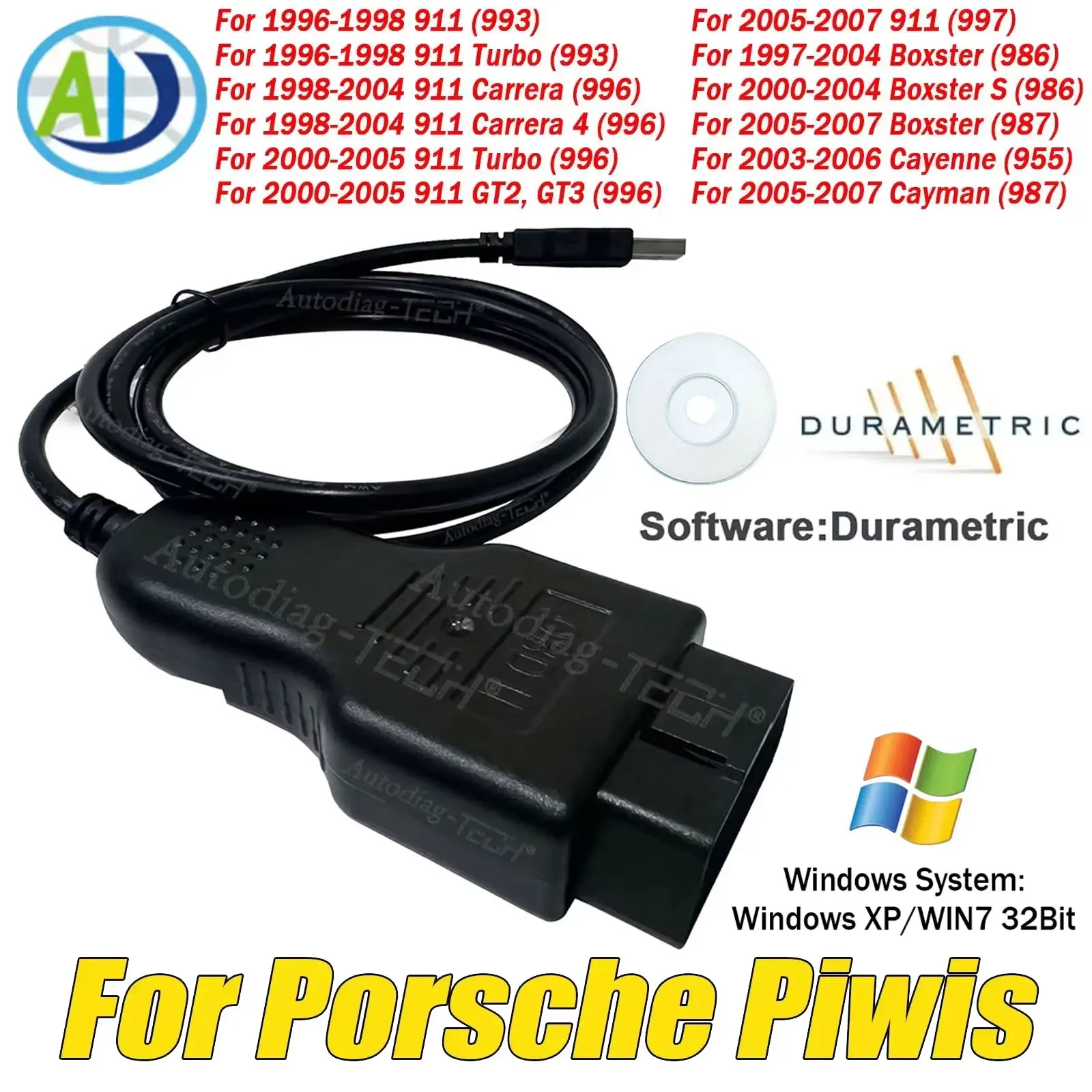 

For Porsche Piwis OBD2 Diagnostic Cable With Durametric Software OBDII Scanner Automobile ECU Programming Cable For Prosche