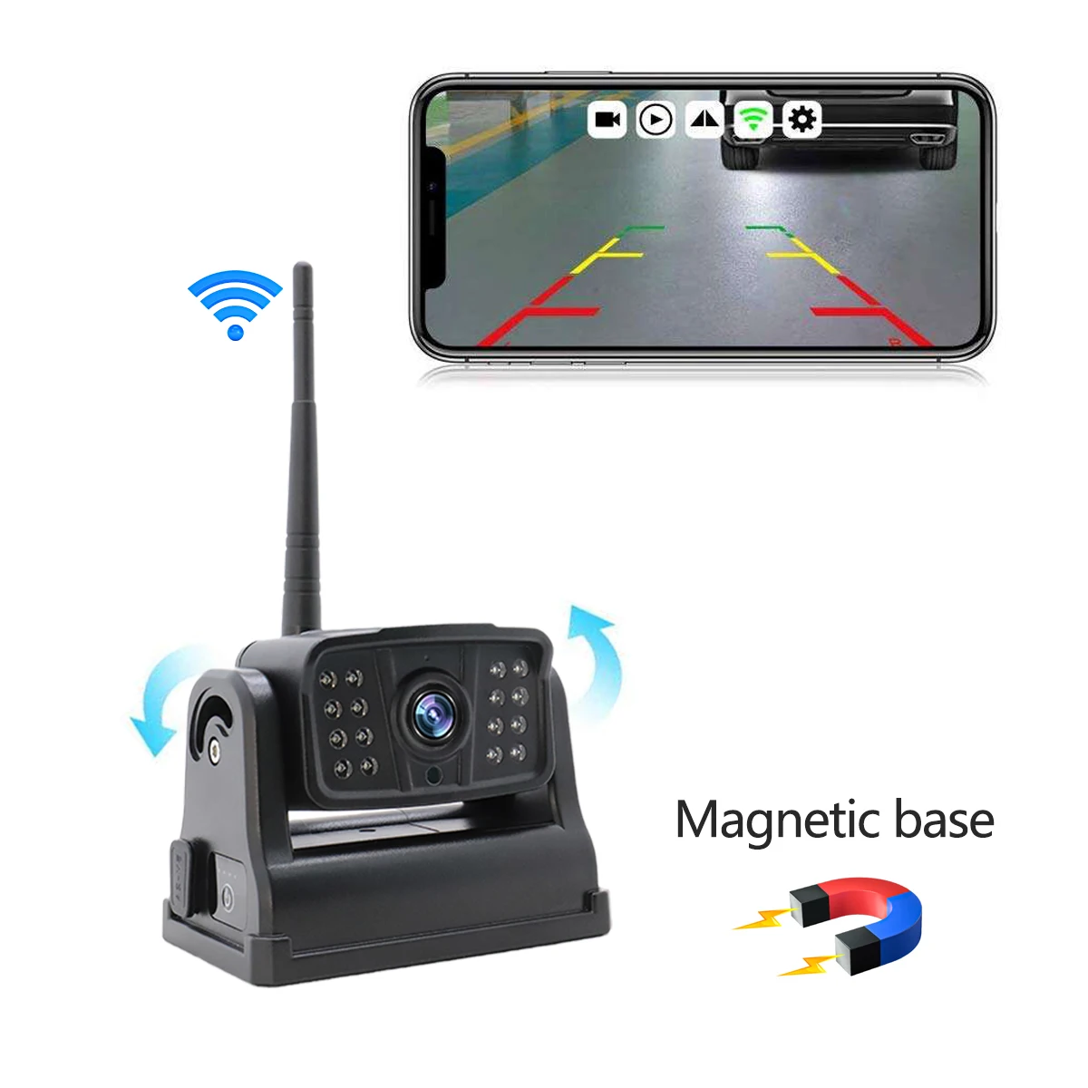 2026 Direct Portable WiFi Car Camara 9600mah Battery Angle Adjustable Reverse Packing Backup Reversing Camera Car Security Camer