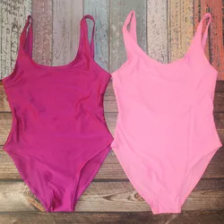 Sexy Scoop Zurück Bademode Solide Ein Stück Badeanzug Frauen Rot Rosa Weiß Schwarz Badende Badeanzug High Cut Schwimmen Tragen für Party