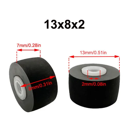 1Pcs 13mmx8x7x2 Rubber Pinch Roller Belt Pulley For SHARP 777 9292 6060 Sanyo9494 SONY 190 Movement Audio Recorder Cassette Deck