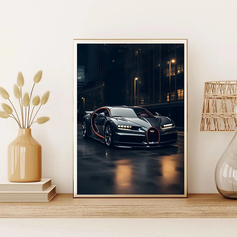 Sports car BMW Ferrari poster landscape map Natural canvas Printing wall art decoration hanging paintings Home Room Decoration