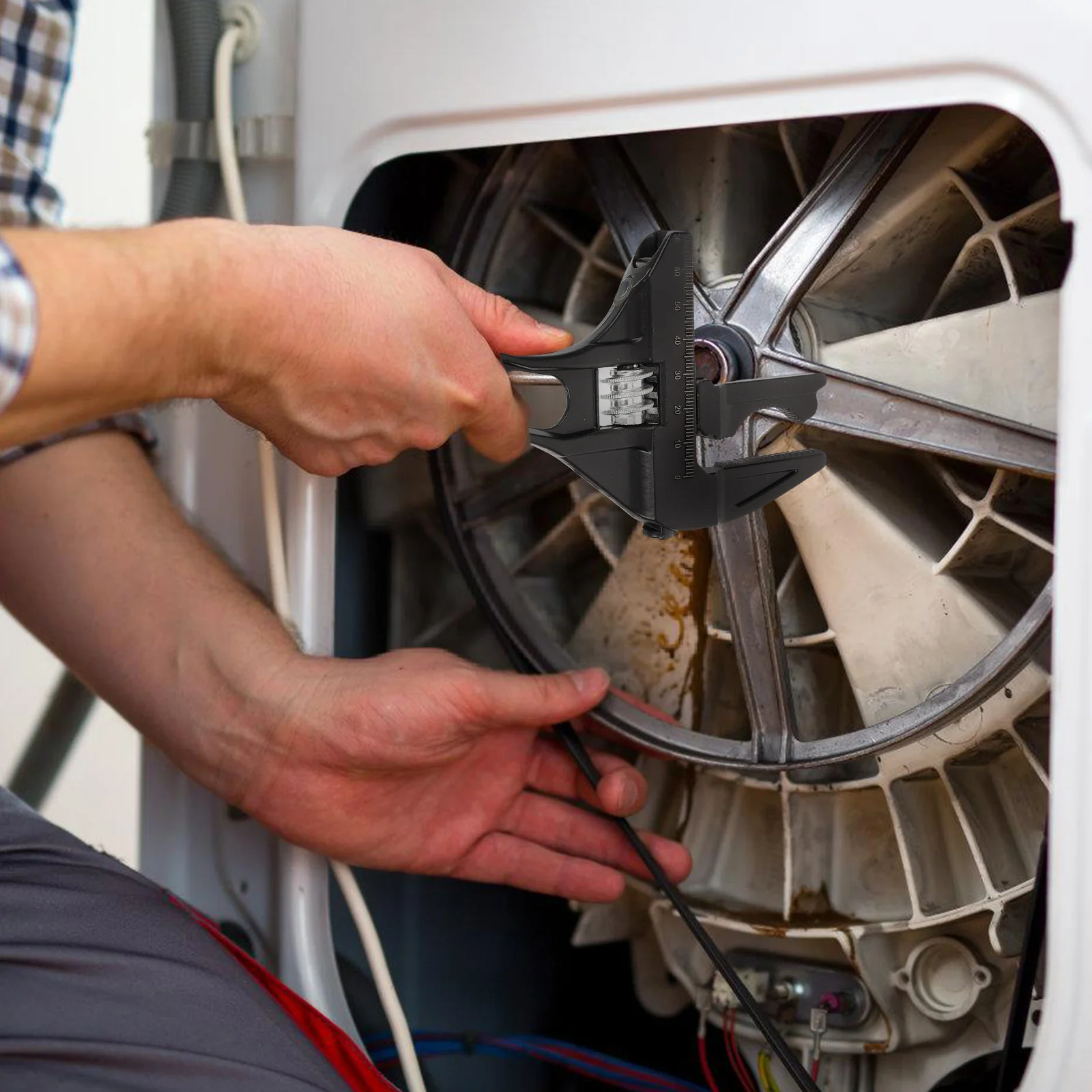 

Bathroom Plumbing Wrench Durable Aluminum Alloy Large Opening Plumbing Spanner Short Handle for Faucet Installation Removal and