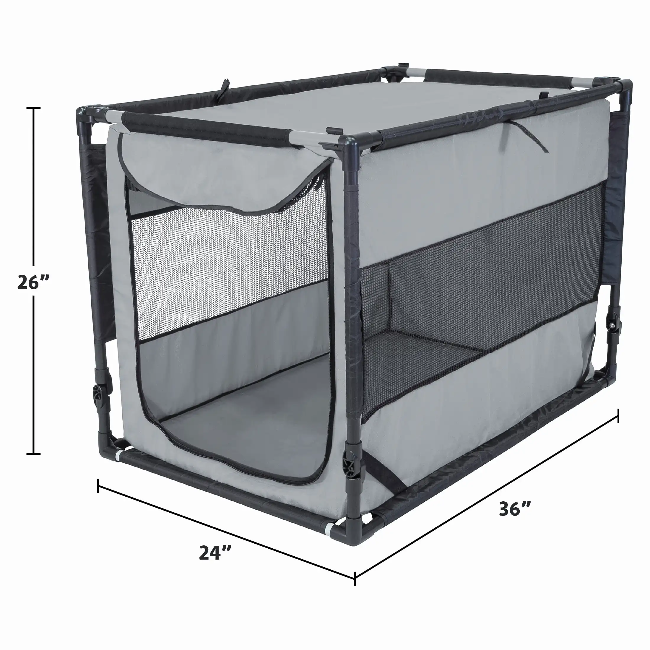 Dog Kennels and Crates Portable Folding Pet Kennel Gray Large Features Simple Assembly Solid Frame Easy Storage