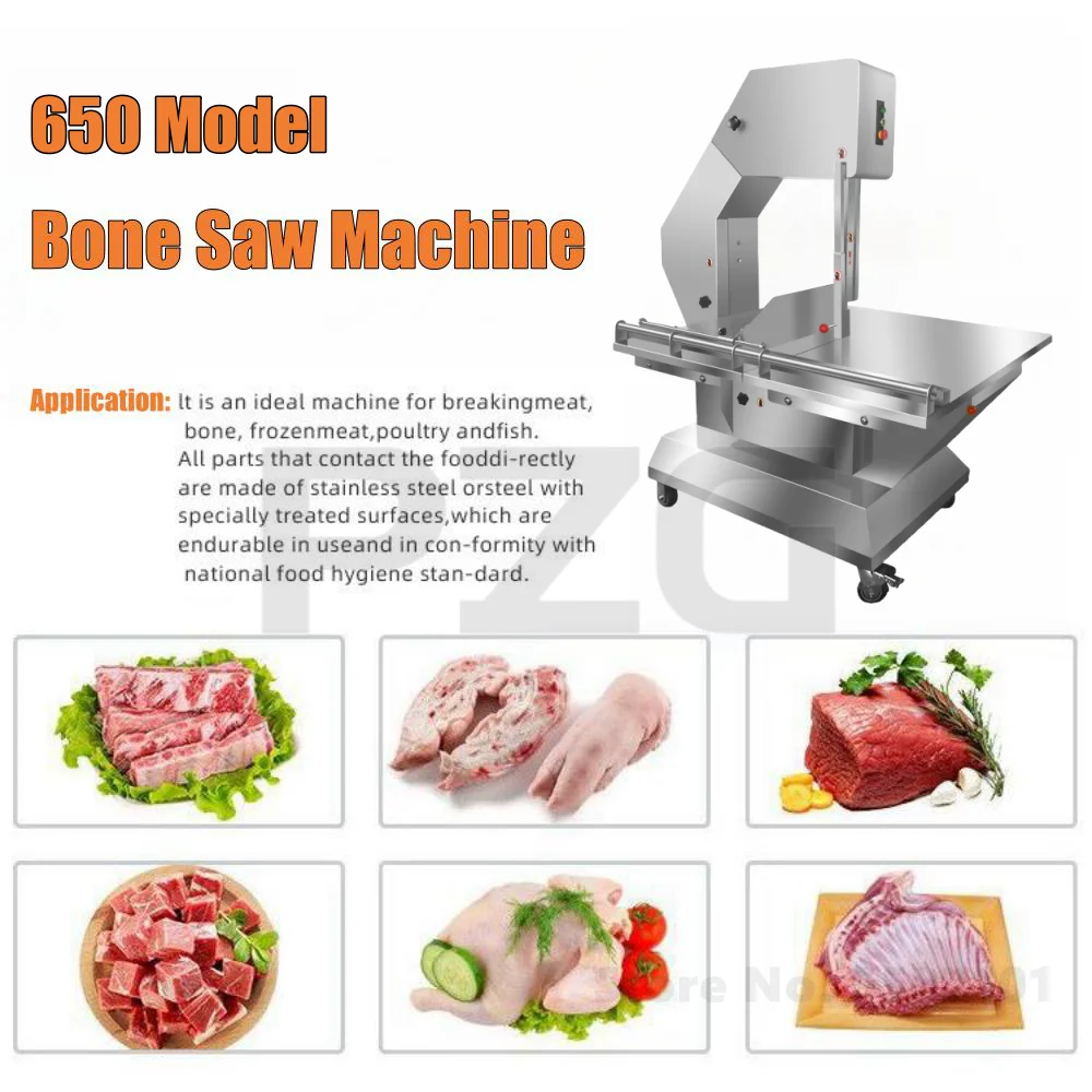 650*590mm Blade 650 Model Bone Saw Machine Price Beef Cow Cutter Rib Fish Slicing Band Bone Saw Heavy Duty Frozen Meat Cube