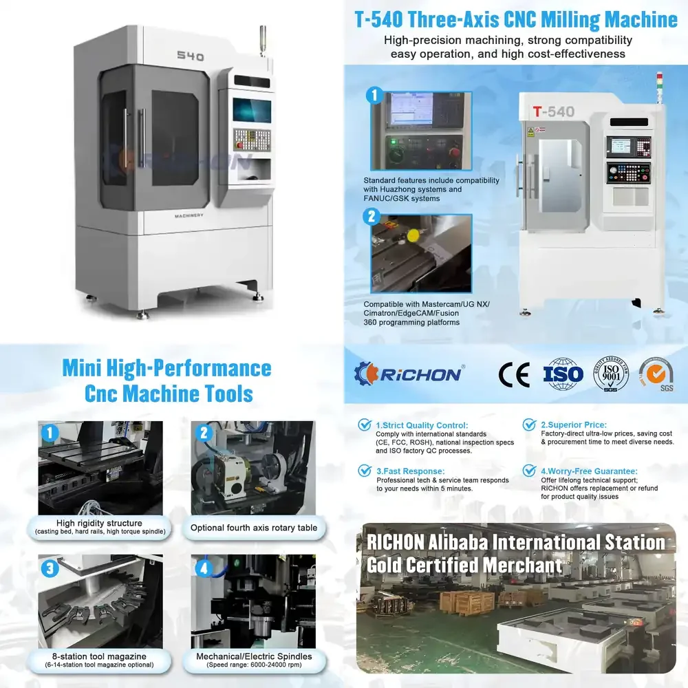 2026 T-540 High Performance Drilling and Tapping Center Optional 6000rpm/min Huazhong Control GSK CNC Control System