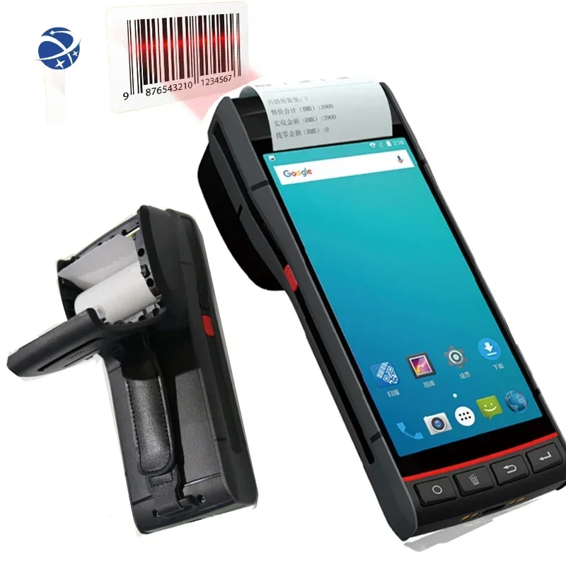 

Yunyi Shenzhen OEM Android Handheld Pda Bar Code Scanner with Self Adhesive 58mm Printer Terminals Android Rugged Phone Desktop