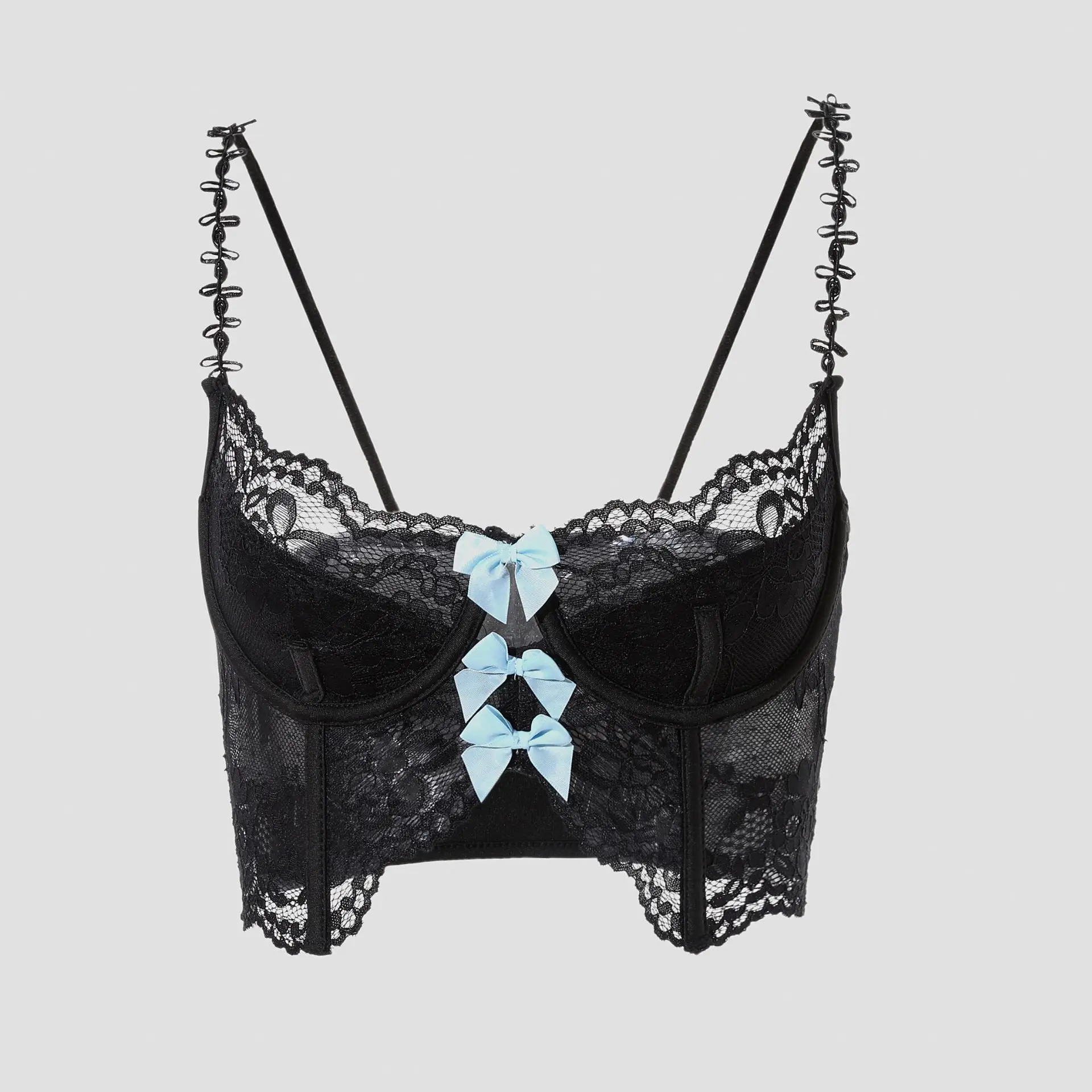 

Sexy adult lingerie Women Lace Trim Bowknot Decorated porno Mini Suspender Bra Backless lingerie ultra sexy