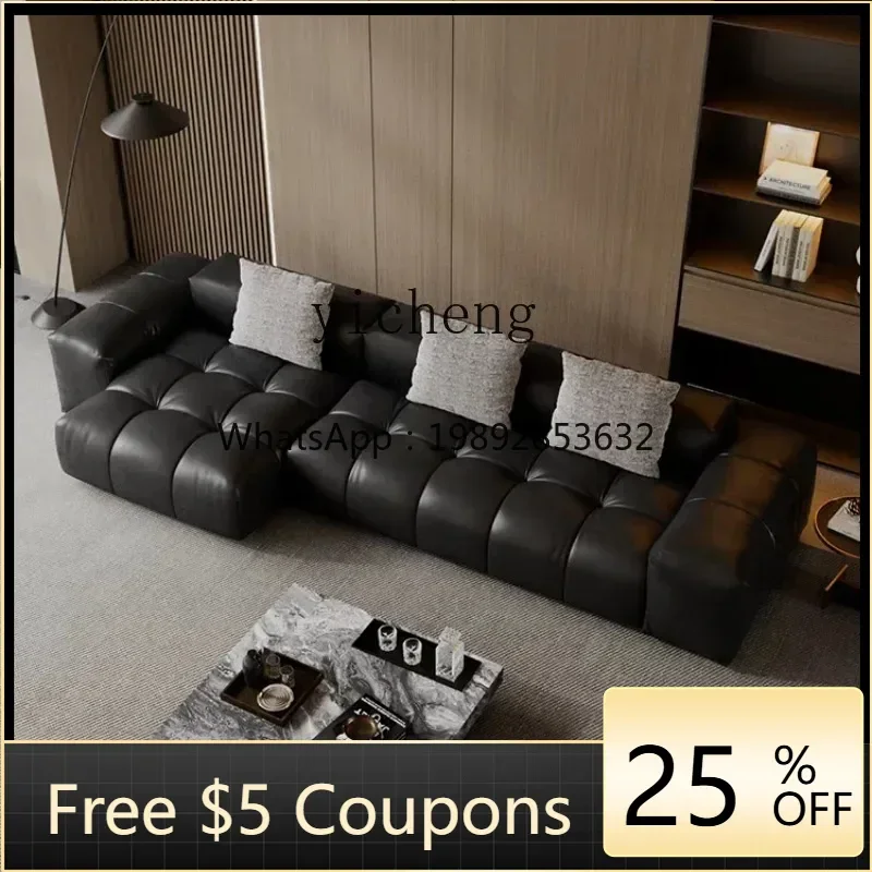 

SF5 Leather Sofa Cream Style Tofu Block Sofa Simple Module Square Living Room Furniture