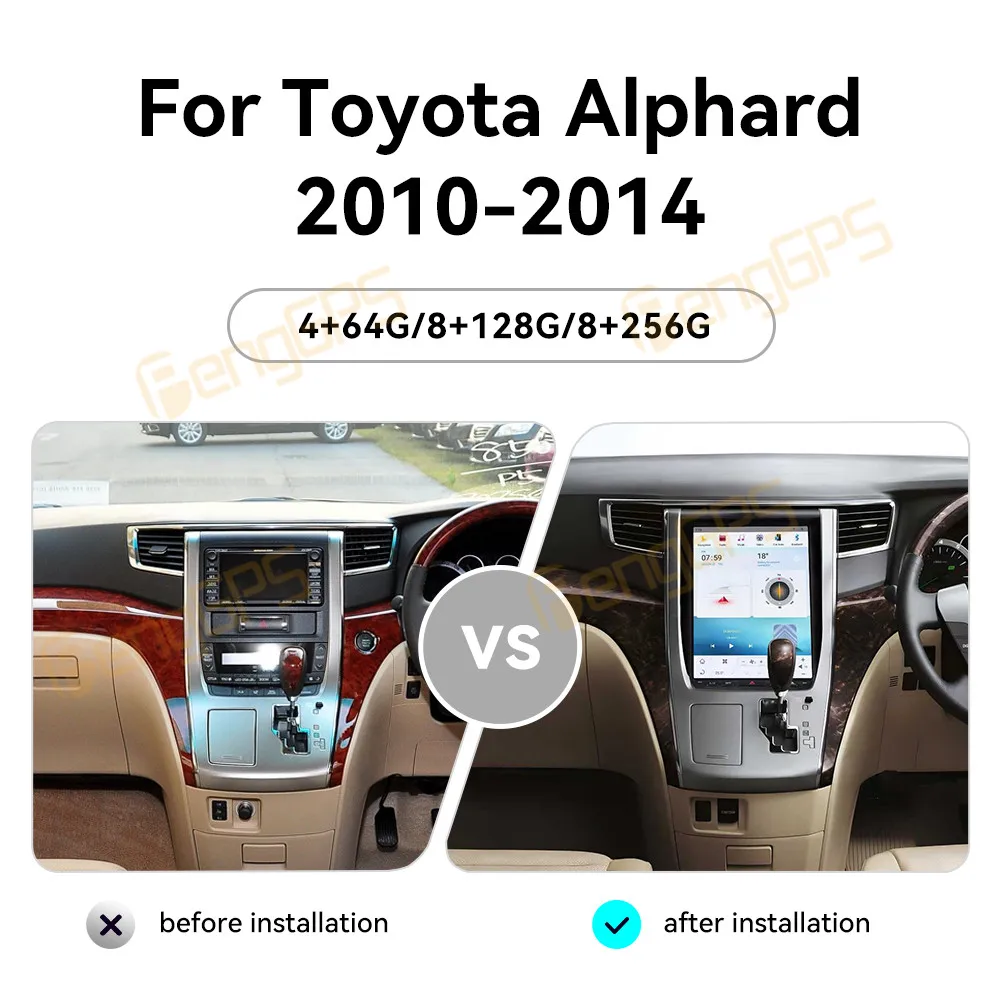 

12,1-дюймовый автомобильный радиоприемник CarPlay Android 13 для Toyota Alphard 2010-2014, мультимедийный плеер с сенсорным экраном, GPS-навигация, головное устройство DSP BT