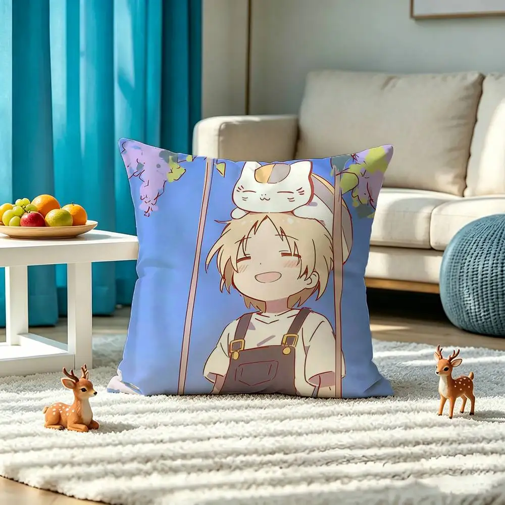 N-Natsume Yuujinchou Shi Square Double-Sided printed Pillow Case Bedroom Bedside Pillow Sofa Cushion Cover