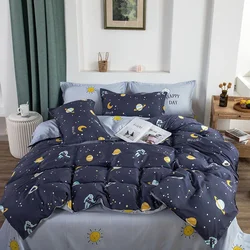 Boys Star Galaxy Duvet Cover Outer Space Themed Planet Astronaut Comforter Cover Starlight Reversible Print Bedding Set 3/4Pcs