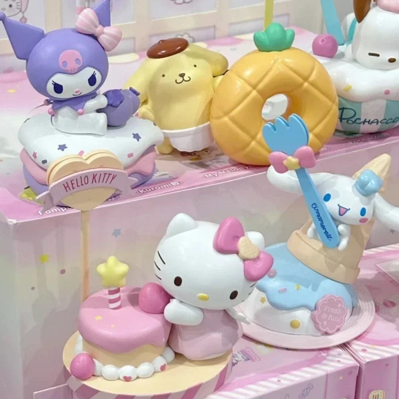 Sanrio Desserts Serie Haft notizen Ornamente Pochacco Cinna moroll Pompon Purin Figur Kuromi meine Melodie Modell Kawaii Spielzeug Geschenk