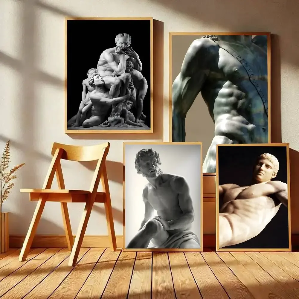 Greek Statue Plaster Sculpture Artwork David Art Canvas Painting Figure Poster Art With Prints Home Bedroom Decoration Gift