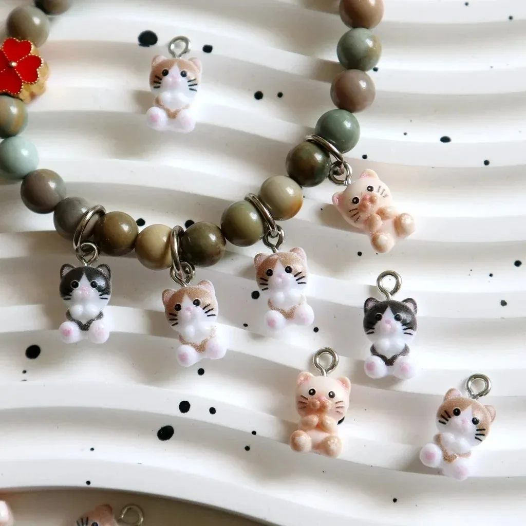 Cute Mini Cat Kitten Charms - 20pcs Adorable Resin Pendants for DIY Jewelry Making - Fashion Accessories - Wholesale Craft Gifts