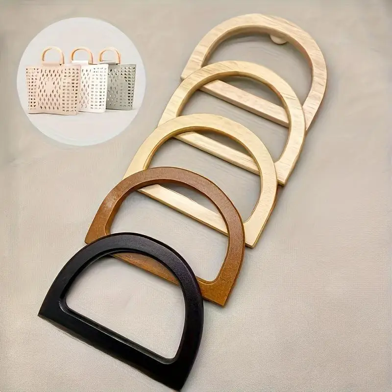 1Pcs Wood Half Circle D-shaped Bag Handle Crochet Knit Bag Handles Replacement DIY Handbags Purse Luggage Handcrafted Handle