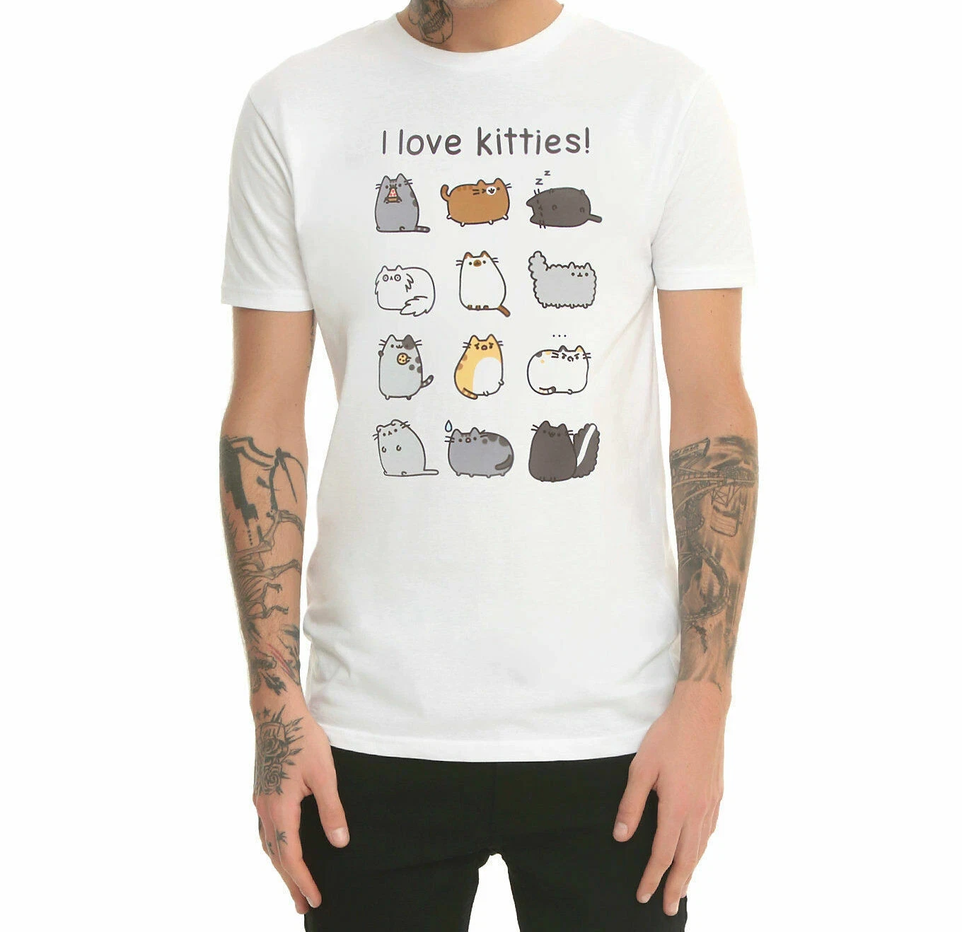 Pusheen The Cat Themed Bedrucktes Muster-T-Shirt aus reiner Baumwolle 2026 Sommer Herren Damen Oversized Streetwear Y2k Style Kleidung – Detail 6