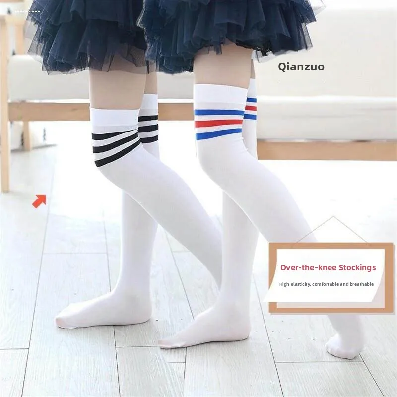 Girls Mid-Calf Summer Thin White Half-Length Children's Socks Knee-High Inner Wear Pantyhose High-Tube Student Mosquito Prote...