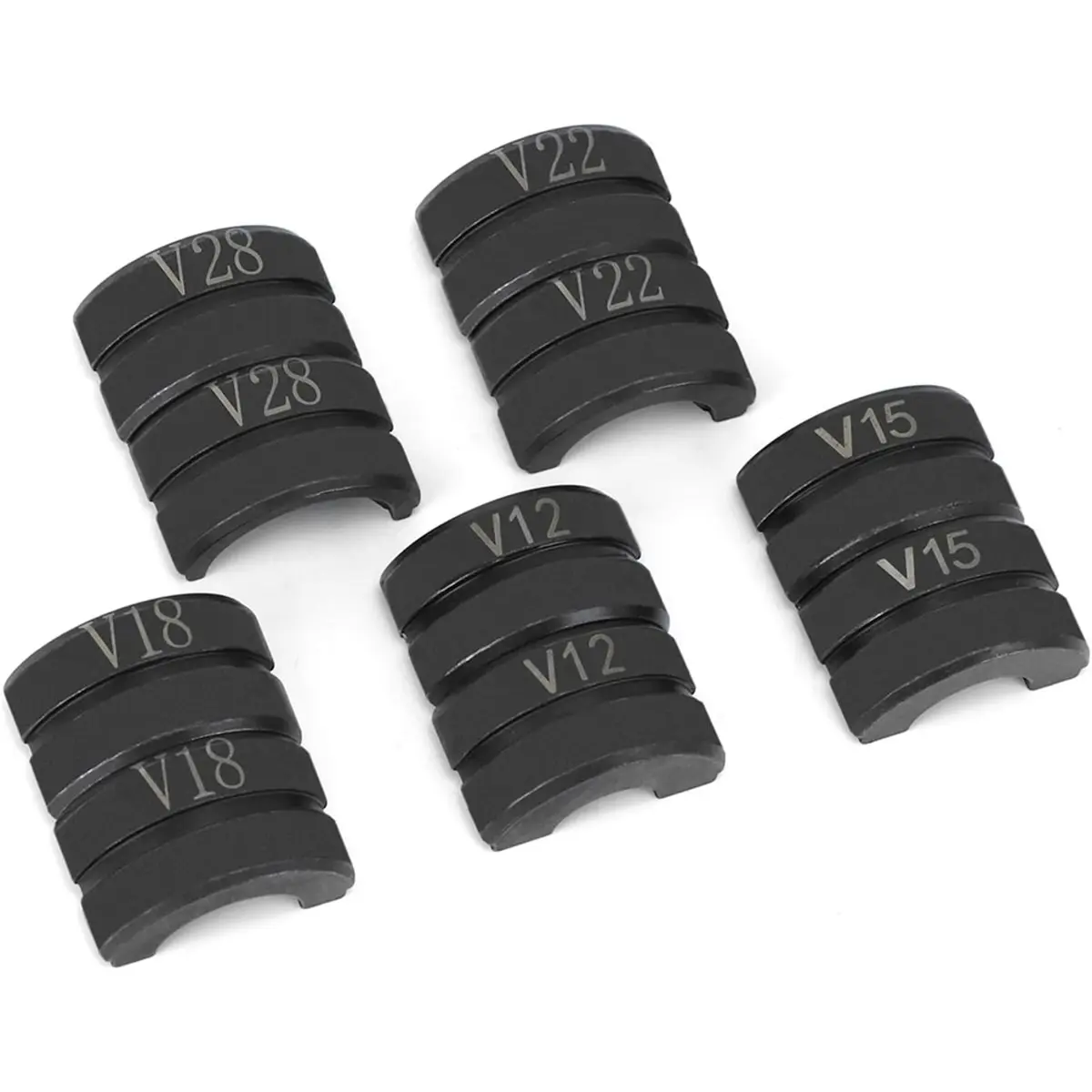 

Набор из 5 пресс-клещей V-образной формы (V12/15/18/22/28 мм) для обжима медных труб