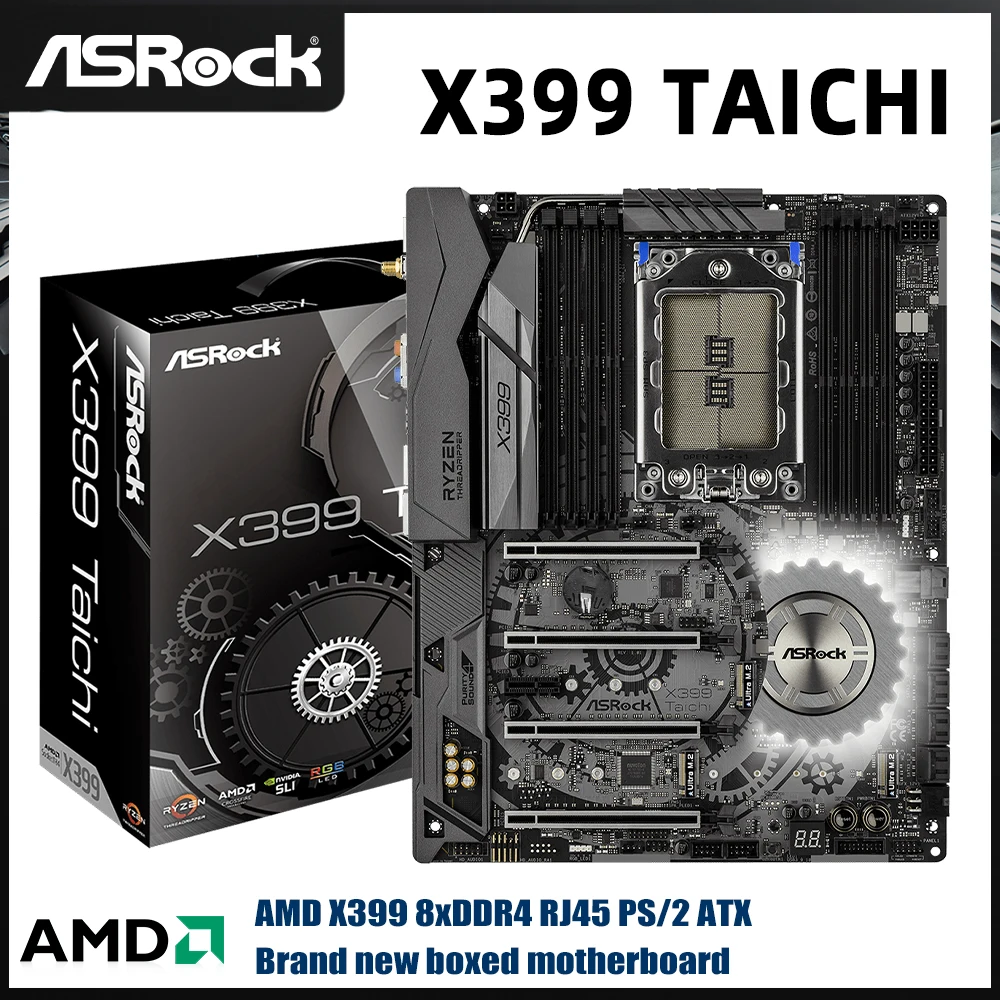 ASROCK X399 TAICHI Motherboard AMD TR4 X399 Ryzen Threadripper TR 2920X 1920 2950X cpu DDR4 3600+ 128GB NVMe SSD  ATX new