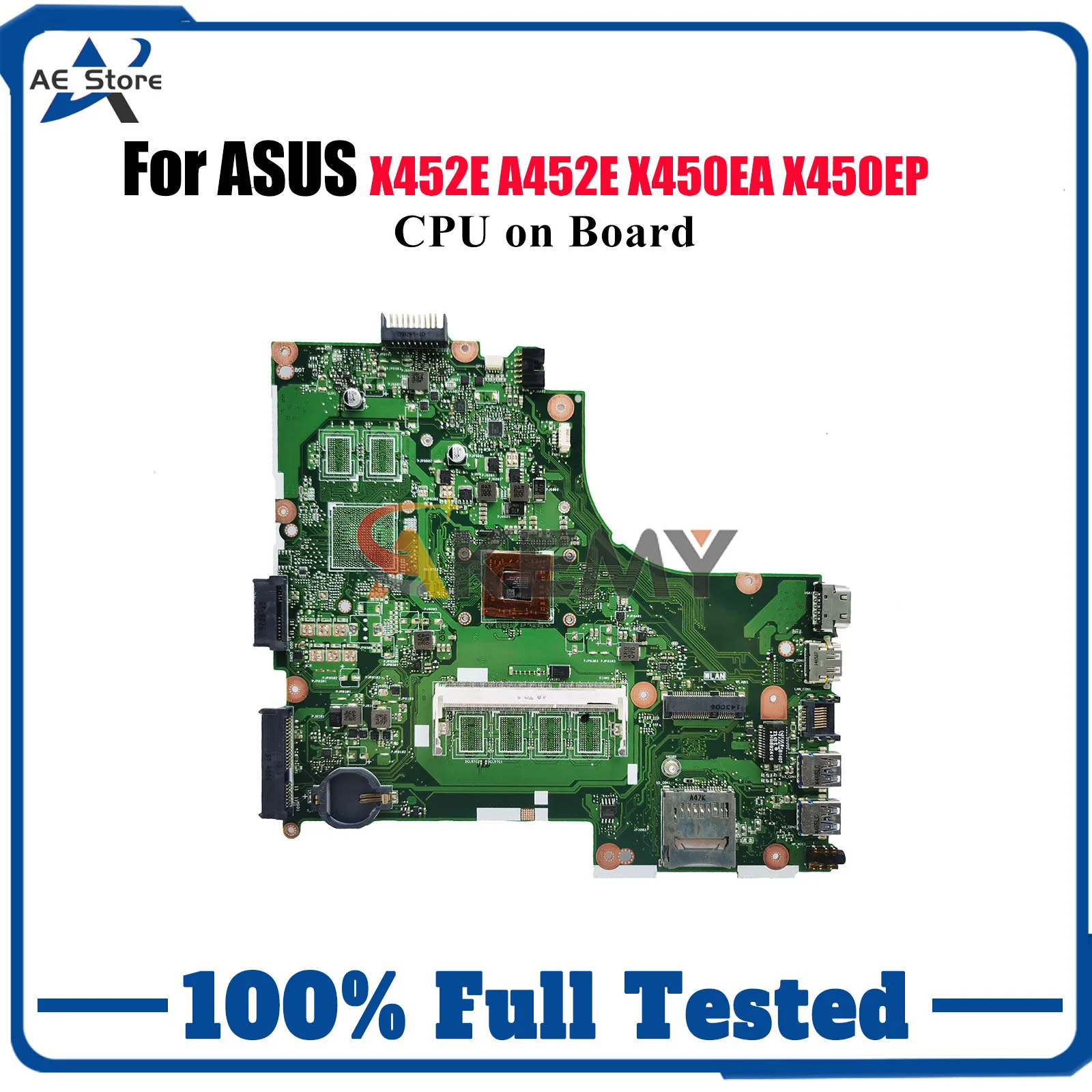 

X450EA Laptop Motherboard For ASUS VivoBook X450E A452E X452E X450EP X450EA Notebook Mainboard With CPU 100% tests OK fast ship