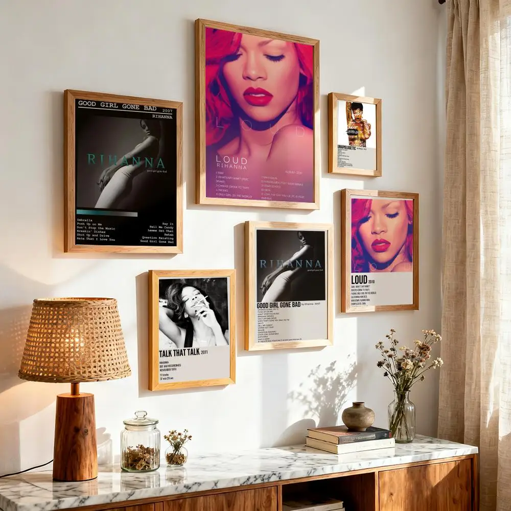 Singer R-Rihanna Painting Calligraphy Aesthetic Canvas Wall Poster Modern Room Bedroom Cafe Wall Artwork
