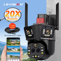 LS VISION UHD 10k WIFI IP Camera Outdoor 20X Optical Zoom Auto Tracking 6K PTZ 5 Lens Three Screen Waterproof Security Camera