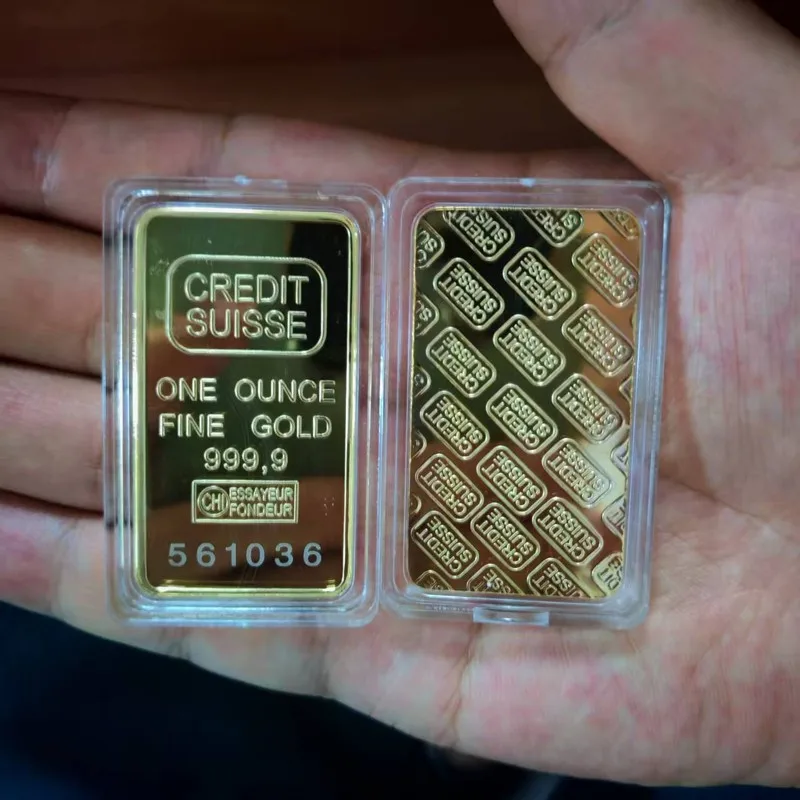 1 ~ 10 stks Credit Suisse 1 oz Gold Bar Goud Bullion Replica Niet-magnetische 24 k Vergulde Gouden Bullion Bar Munten Collectible