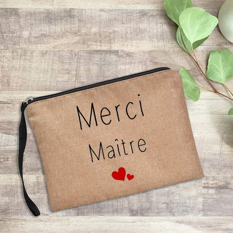 Merci Maîtresse Print Makeup Bags Travel Cosmetic Bag Toiletries Storage Bag Fashion Cosmetics Storage Bags Ladies Party Clutch