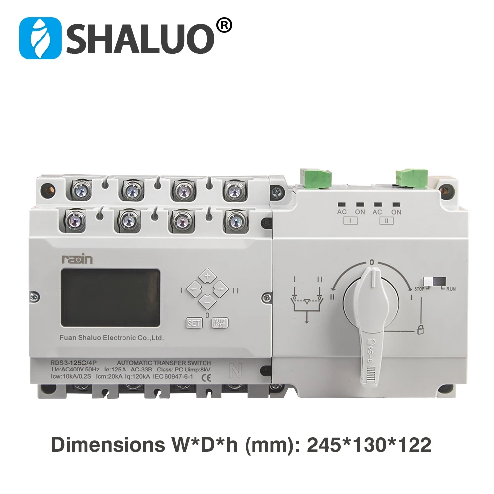 Imagem -03 - Radin Ats Gerador Interruptor de Transferência Automática de Dupla Potência com Painel de Controle Disjuntor 63a 100a 125a c d Tipos Rds3125d 4p