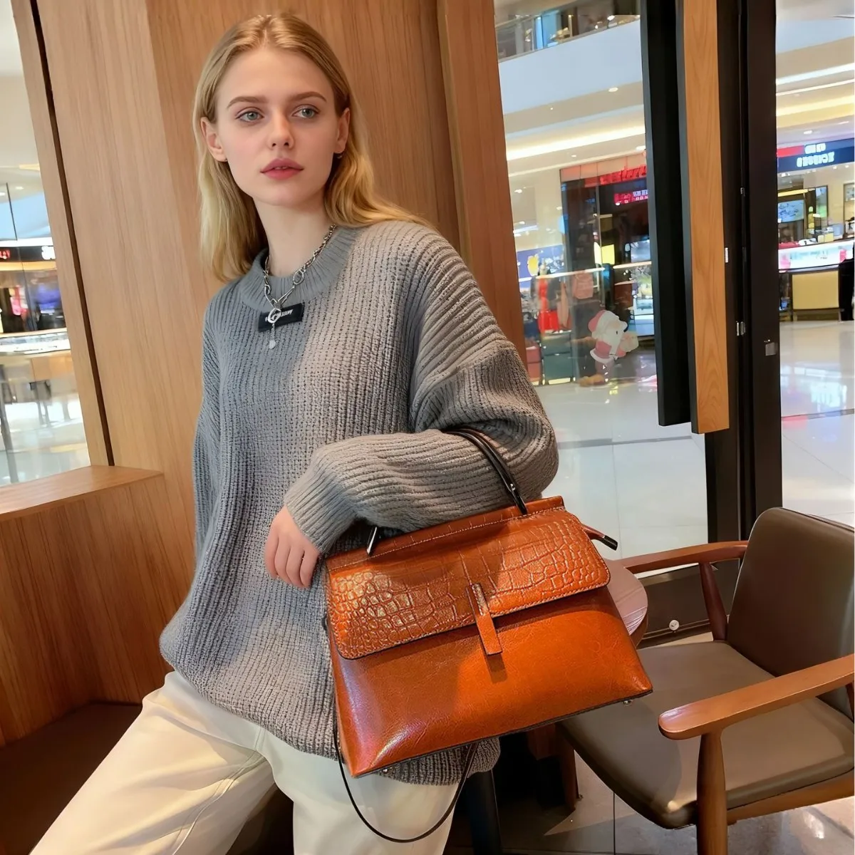 حقيبة يد من الجلد الطبيعي لعام 2025 للنساء، حقيبة كتف بمقبض علوي عتيق وحزام قابل للتعديل، محفظة كروس، واسعة ومتعددة الاستخدامات #1