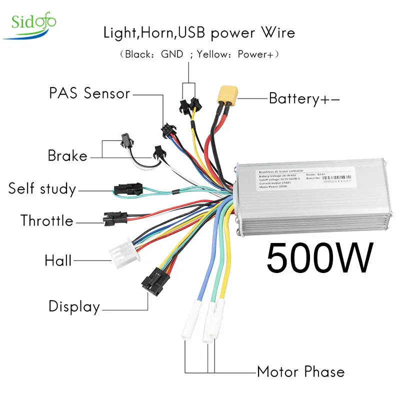 24v/36v/48v 250W 350W 500w Electric Bike Brushless Motor Controller with LCD Display Electric Bicycle Scooter E-bike Parts