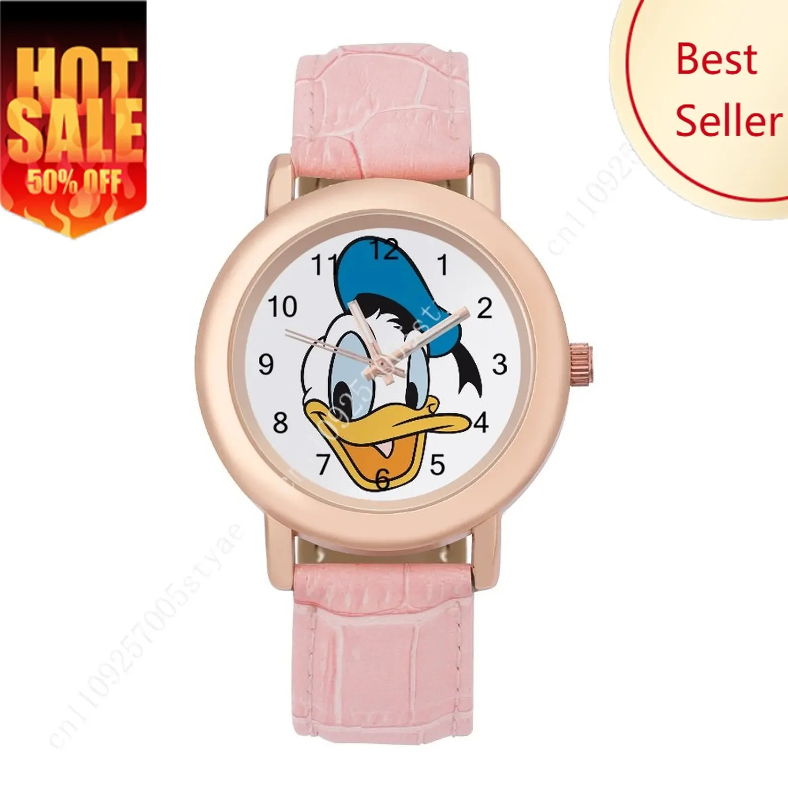 

Donald Duck Women Leather Strap Watch Disney Cartoon Custom Watch Personalized Your Own Design Holiday Birthday Anniversarie