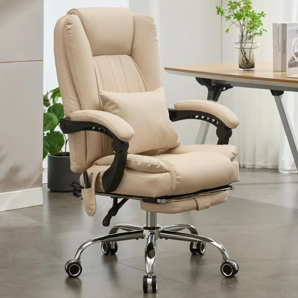 

Массажное кресло с подогревом и 4-точечным разминающим массажем, с подставкой для ног, грузоподъемность 227 кг, эргономичное откидное кресло для дома и офиса, представительское кресло