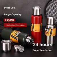 All Steel Thermos Cup 304 Stainless Steel Kettle Insulated 24 Hours 1000ml 1500ml Car Outdoor Sports Travel Kettle