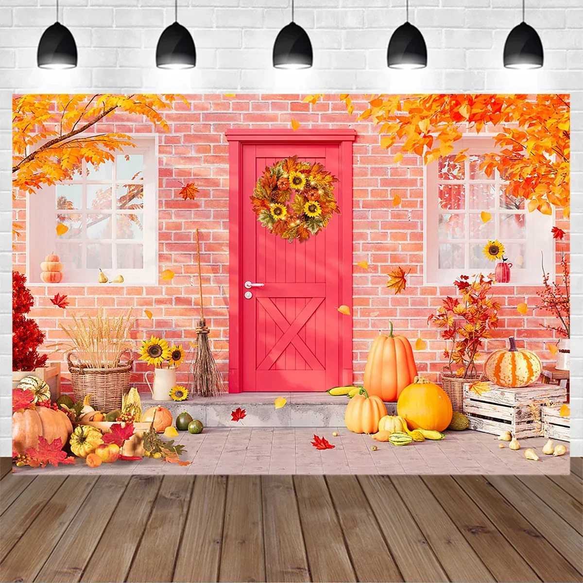 

Mocsicka Harvest Autumn Photocall Decoration Backdrop Photography Farm Pumpkin Scene Baby Newborn Photo Background Studio Shoot