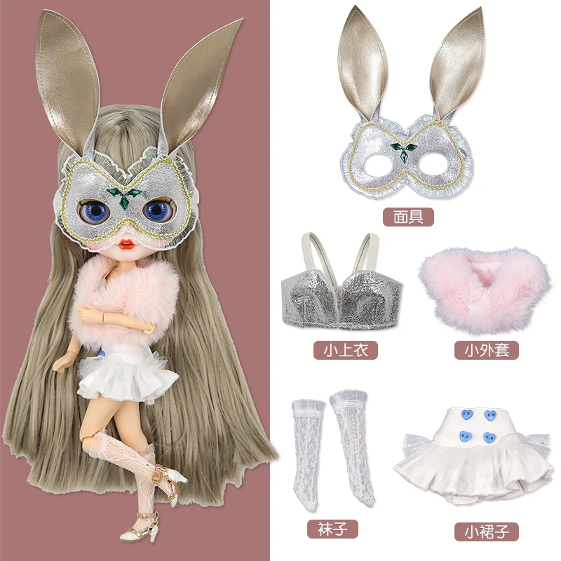 DBS Blythe Little Ragdoll Clothes bunny face kini suit dress 19 joint body ob24 baby clothes  Toy girl doll accessories