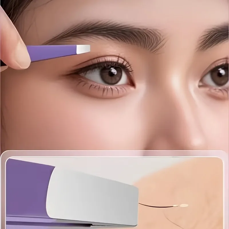 1-5 Piece Stainless Steel Eyebrow Tweezers Purple Set Makeup Tools for Eyelash Extension, Eyebrow Shaping, Hair Removal