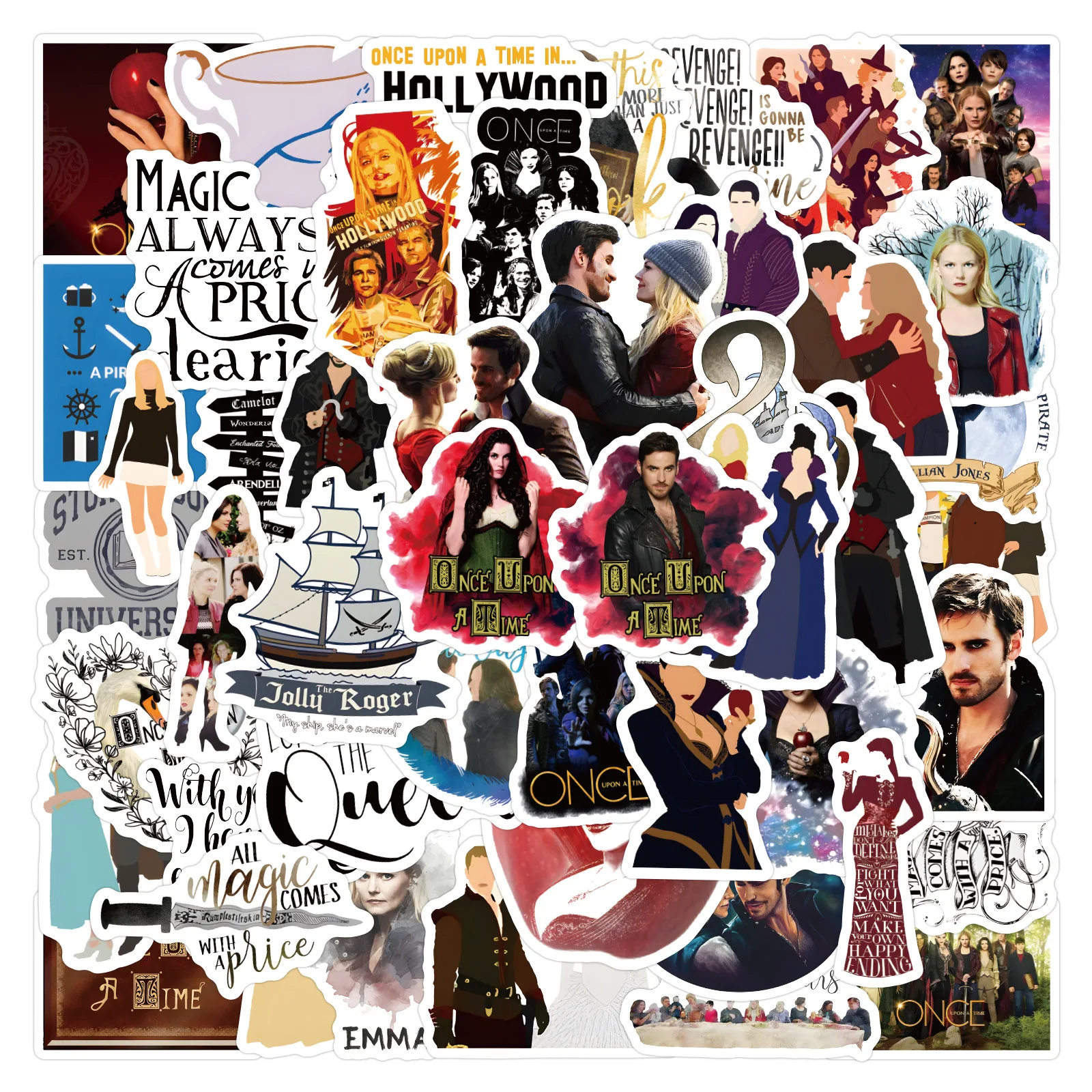 

60PCS Once Upon A Time Graffiti Stickers Cartoon Personality Cool Decoration Scooter Guitar Luggage Waterproof Decal Toy