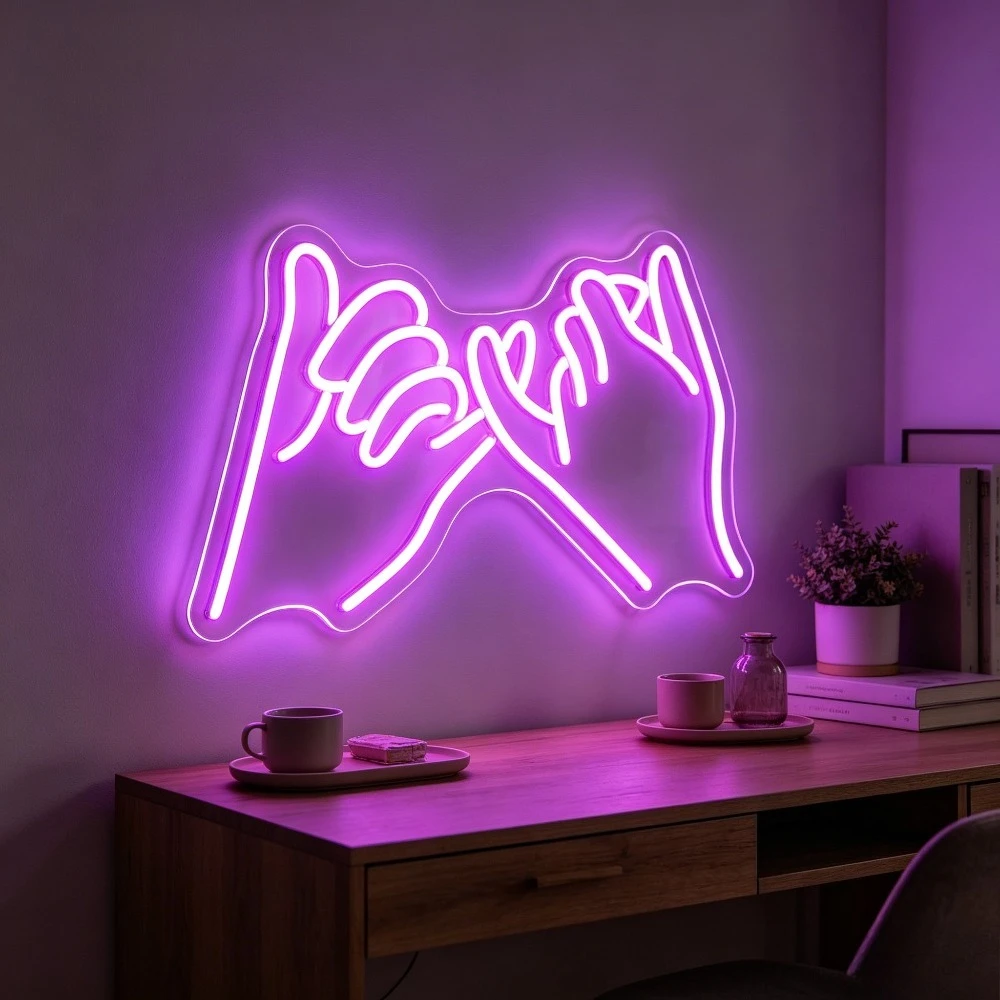 Pinky Promise LED Neon Sign USB Dimmable Wall Light for Wedding Engagement Party Couple Bedroom Friendship Decor Neon Light Gift