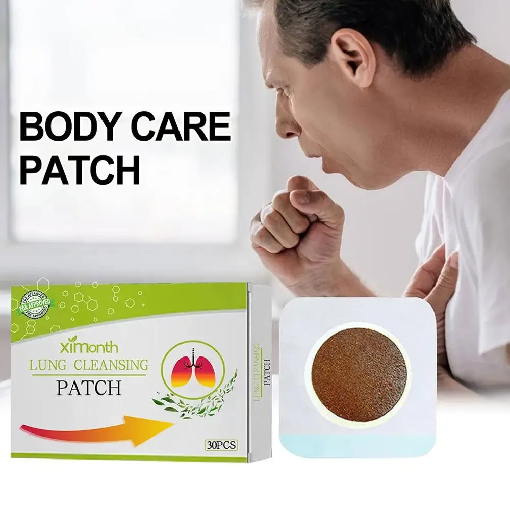 Patch De Limpeza De Pulmão Para Limpeza Corporal, Desintoxicação De Pulmão, Ervas De Emplastros, Patches De Reparação De Pulmão, Patches De Tosse, 30PCs